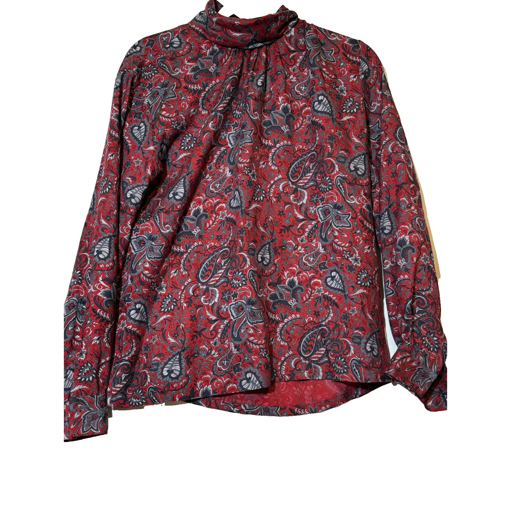 Vintage Sophisticates by Pendleton Red Gray Paisley‎ top career modest boho